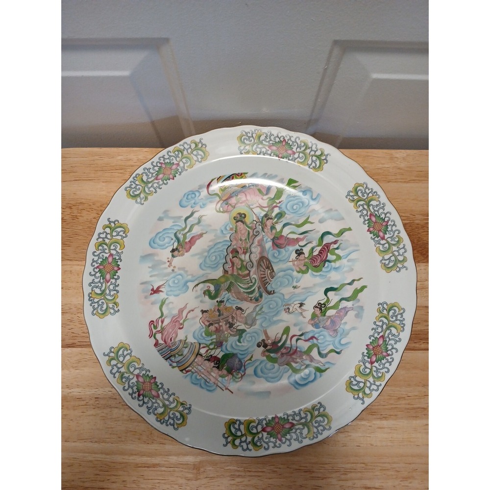 Goddess Chariot Asian Platter Decorative Plate 90s Vintage Wall Hanging - Picture 2 of 4